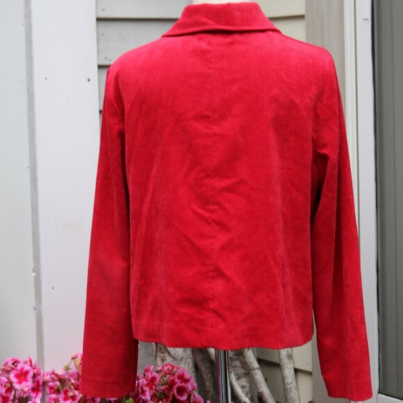 EUC Requirements Red Stretch Corduroy Round Collar Jacket Sz LARGE Box 7 - Picture 4 of 7